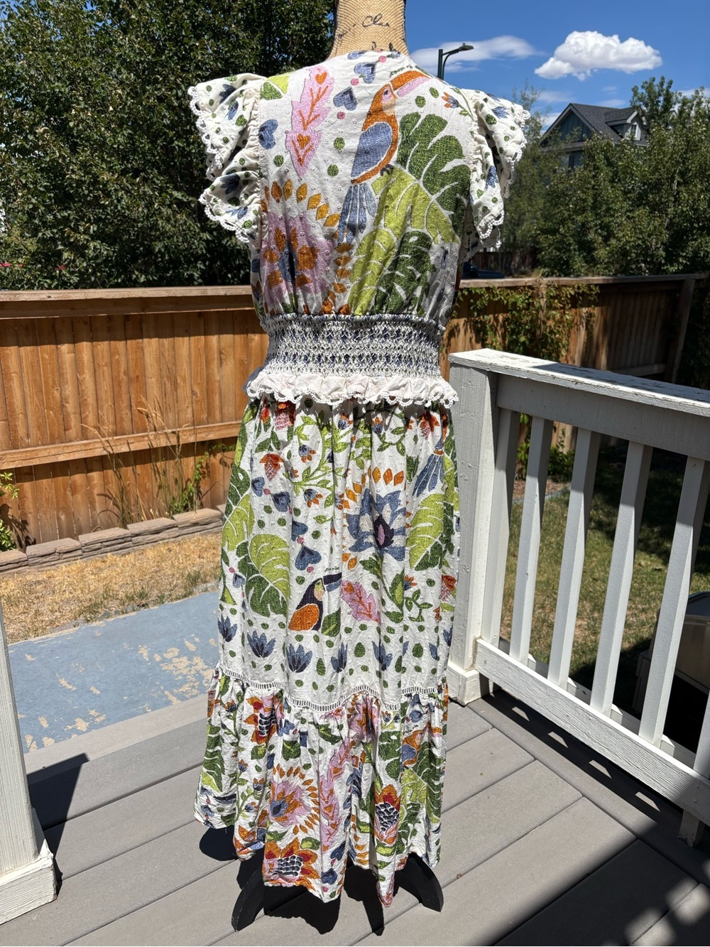 FARM Rio White Floral Maxi Dress with Multicolor Embroidery- Gorgeous! - Picture 7 of 7